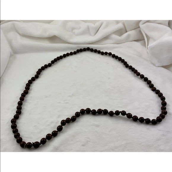 YOSCA VINTAGE BROWN BEADED SIMPLE NECKLACE 36” LONG - Picture 7 of 10